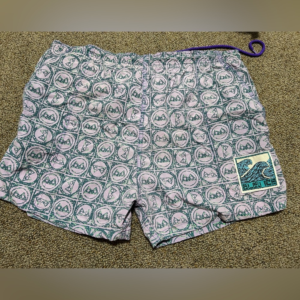 Vintage Bleu Ice Swim Trunks Size Large